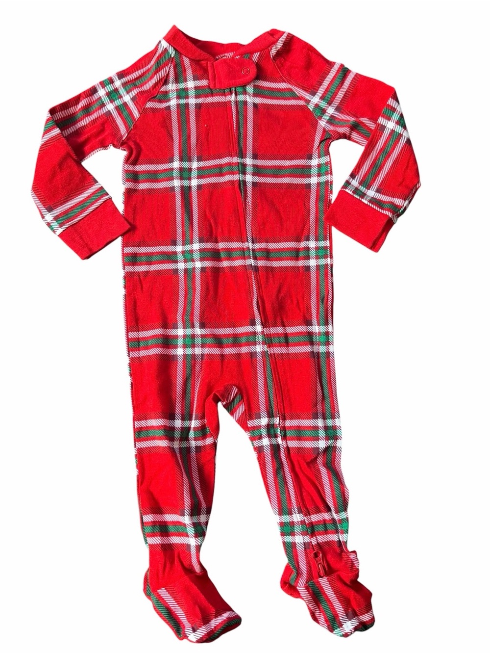 Wondershop Baby 3-6M Christmas Red Plaid Footed Pajamas NWT